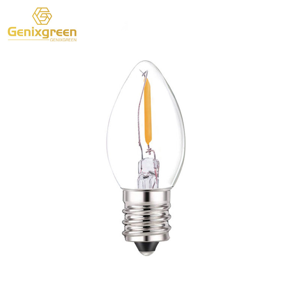 C7 LED Bulbs 0.5 Watts Filament Night Light Bulbs E12 Candelabra Clear Glass Candle Bulb Warm White 2700K Led