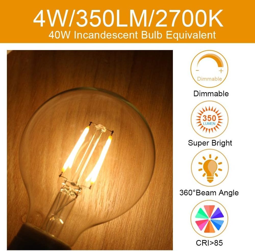 China Led Bulbs Dimmable LED Edison Light Bulb G25 (G80) Globe Shape 4W E27 2700K Christmas Light Led Bulb