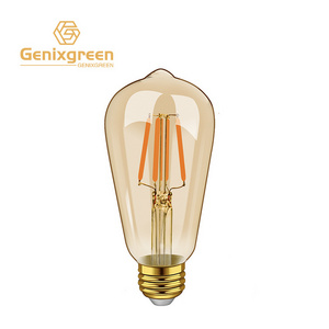 Vintage Edison Dimmable Led Filament Bulbs ST64 4W E27 Amber Glass Led Light Bulb  Warm White  Decorative LED Bulb