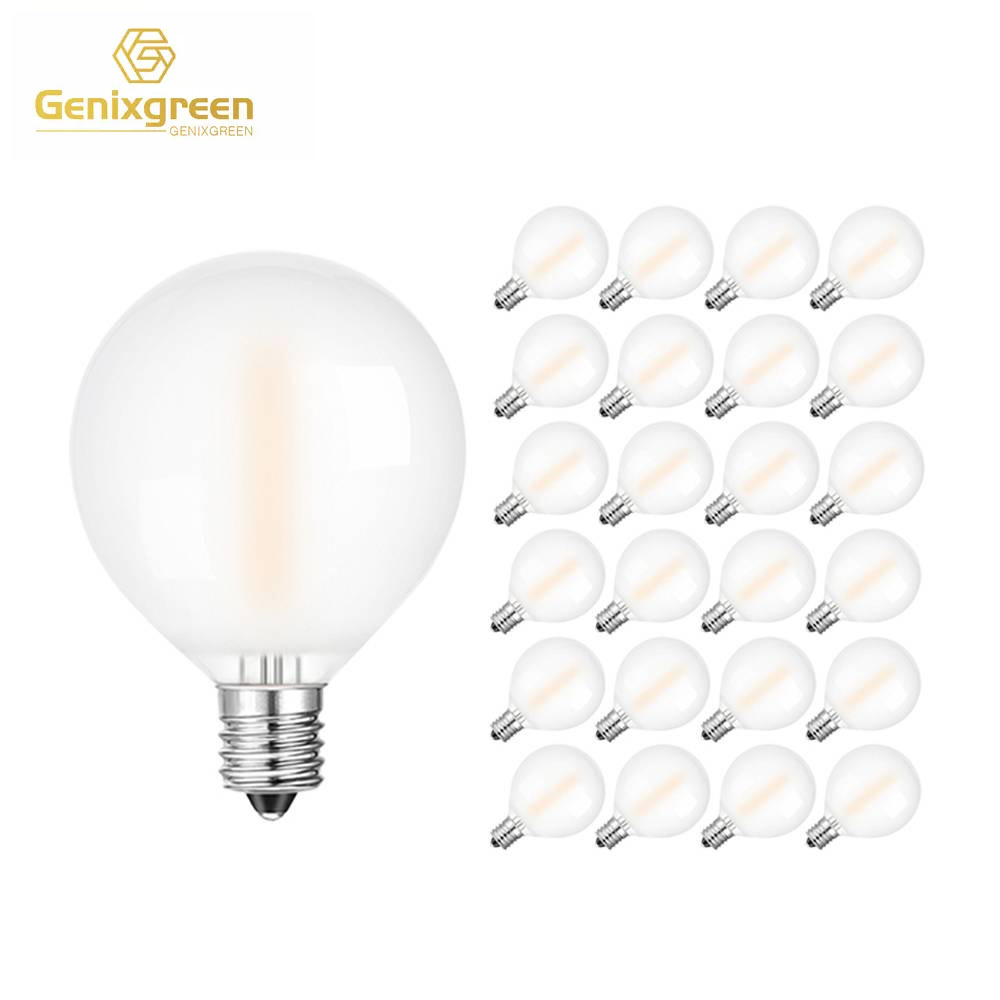 G40 frosted glass ball LED filament bulb 1W 2700K E12 LED bulb outdoor backyard chandelier decoration