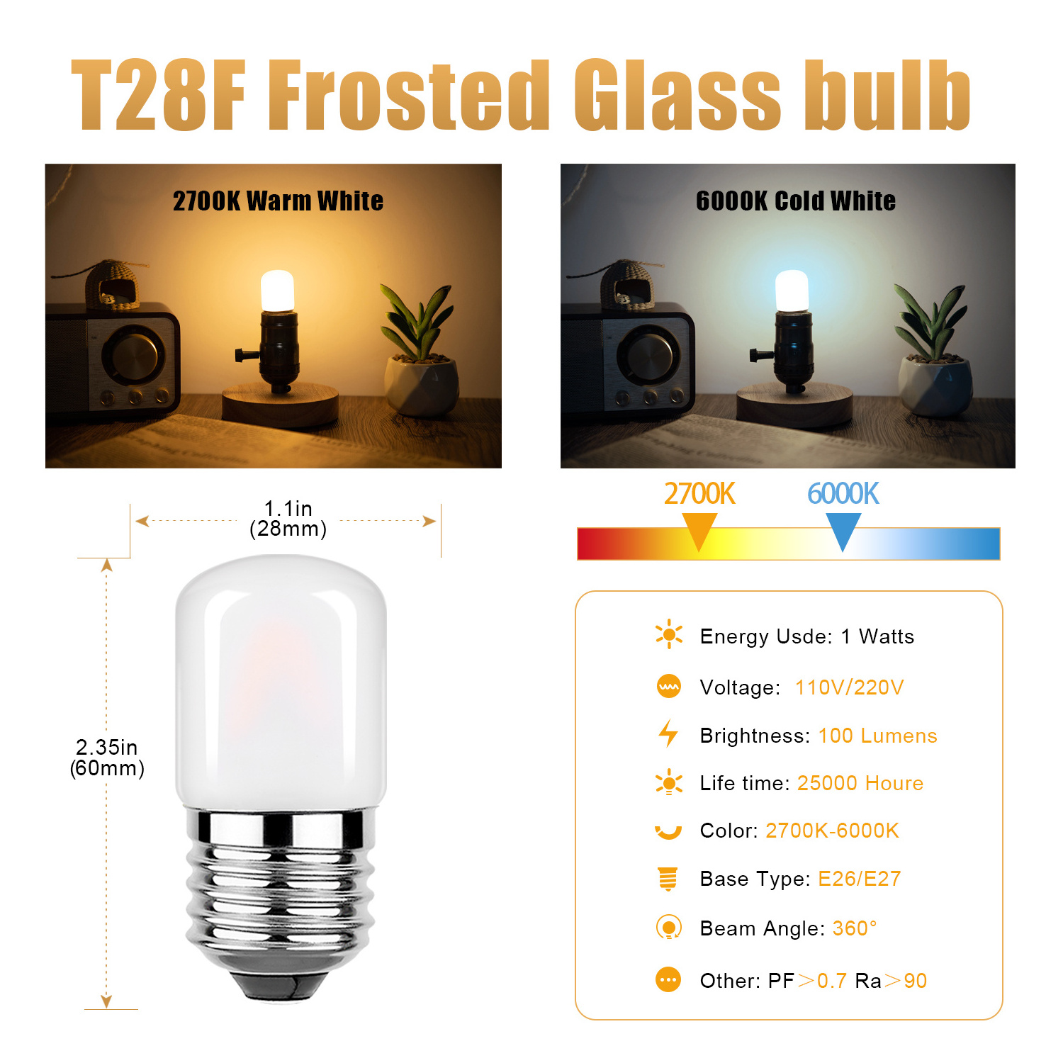 Retro LED Spiral Filament Bulb T28 E27 Frosted Glass Edison Lamp 2700K 220V LED Bulb Retro Candle Bulb