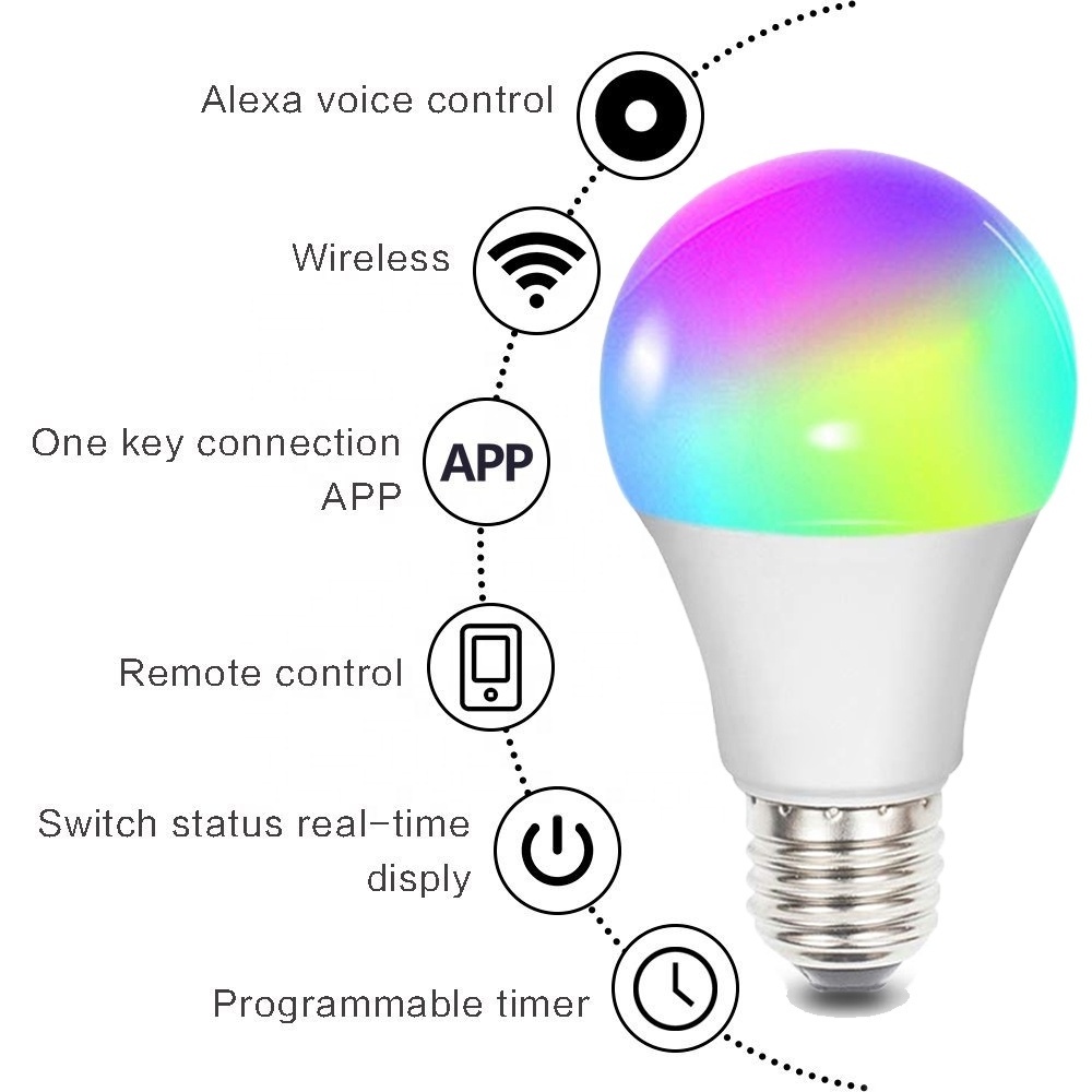 Led Bulb 9W Smart Wifi Led Light Bulb Rgb Color Alexa Google Home Voice Control Light Bulb