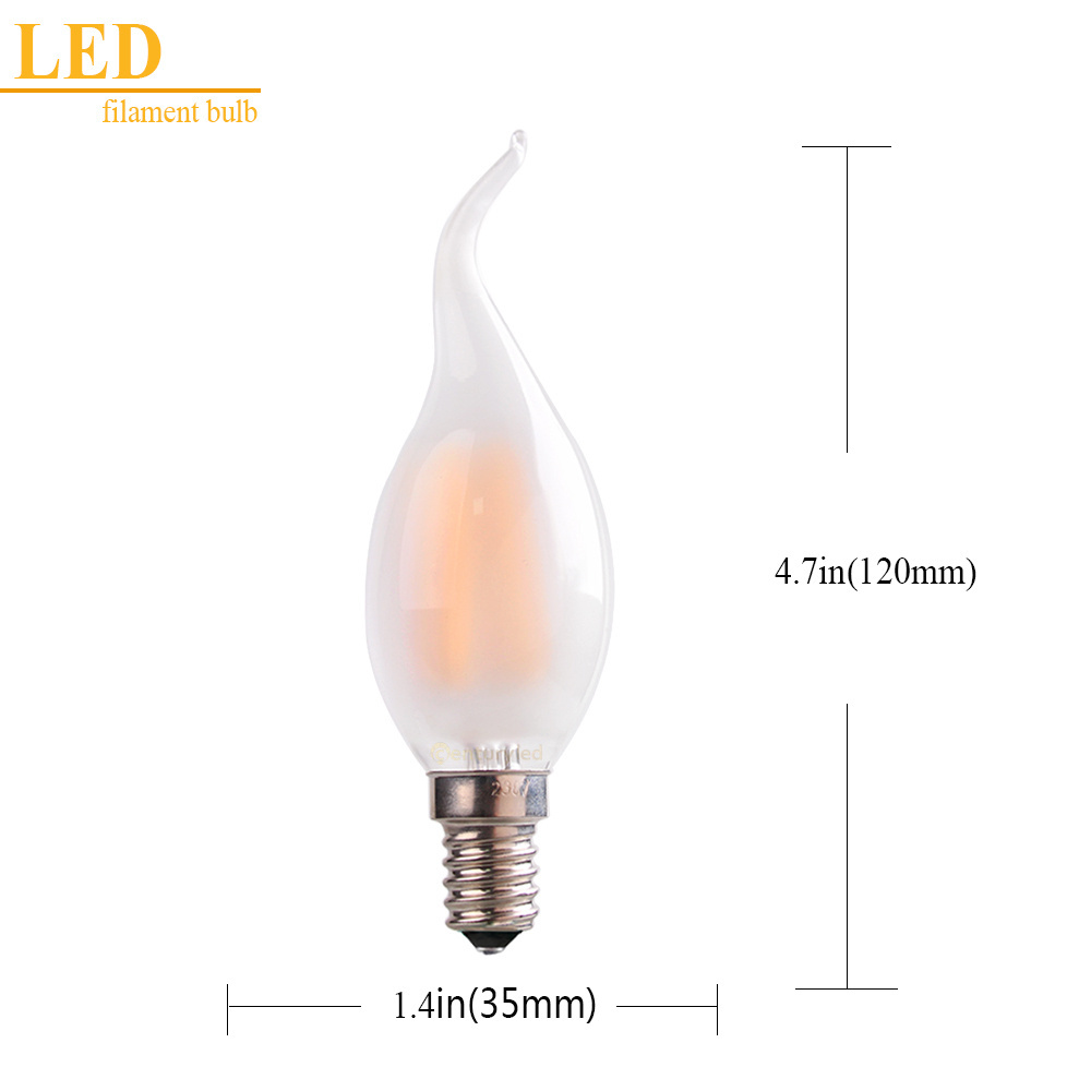 4W 6w E12 E14 Vintage LED Filament Edison Bulb C35 Frosted Tip led candelabra light bulb for chandelier Candle Holders