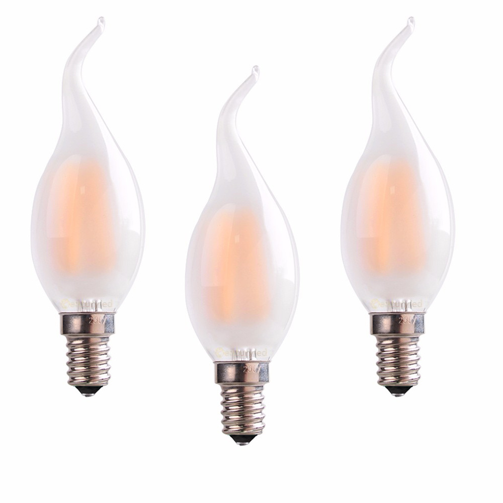 4W 6w E12 E14 Vintage LED Filament Edison Bulb C35 Frosted Tip led candelabra light bulb for chandelier Candle Holders