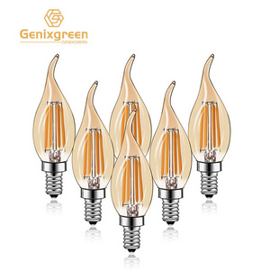 C35 Candle Bulb 4W Dimmable Led Filament Bulb E12 E14 Candelabra Base Flame Shape Bent Tip Lamps For Chandelier Light