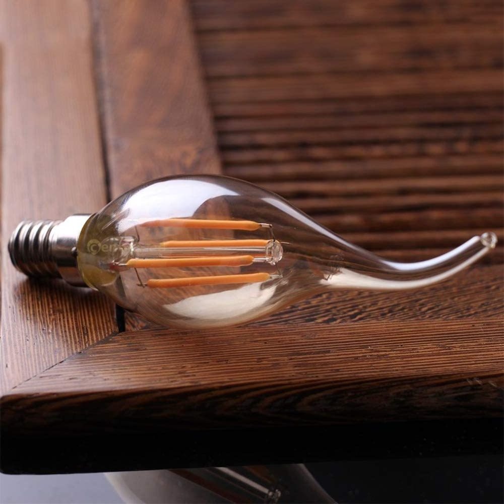 C35 Candle Bulb 4W Dimmable Led Filament Bulb E12 E14 Candelabra Base Flame Shape Bent Tip Lamps For Chandelier Light