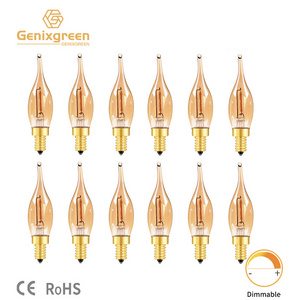 OEM ODM Led Filament Night Lamp C22T 0.5W E12 E14 110V 220V Candelabra Base Amber Glow LED Candle Lamps Decorative Bulb