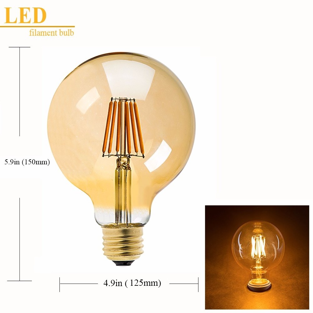 OEM Vintage LED ODM E26 E27 Filament Light Bulbs 110V 220V 4W 6W 8W 2200K Retro Big Bulb Incandescent Globe Led Lighting Lamp