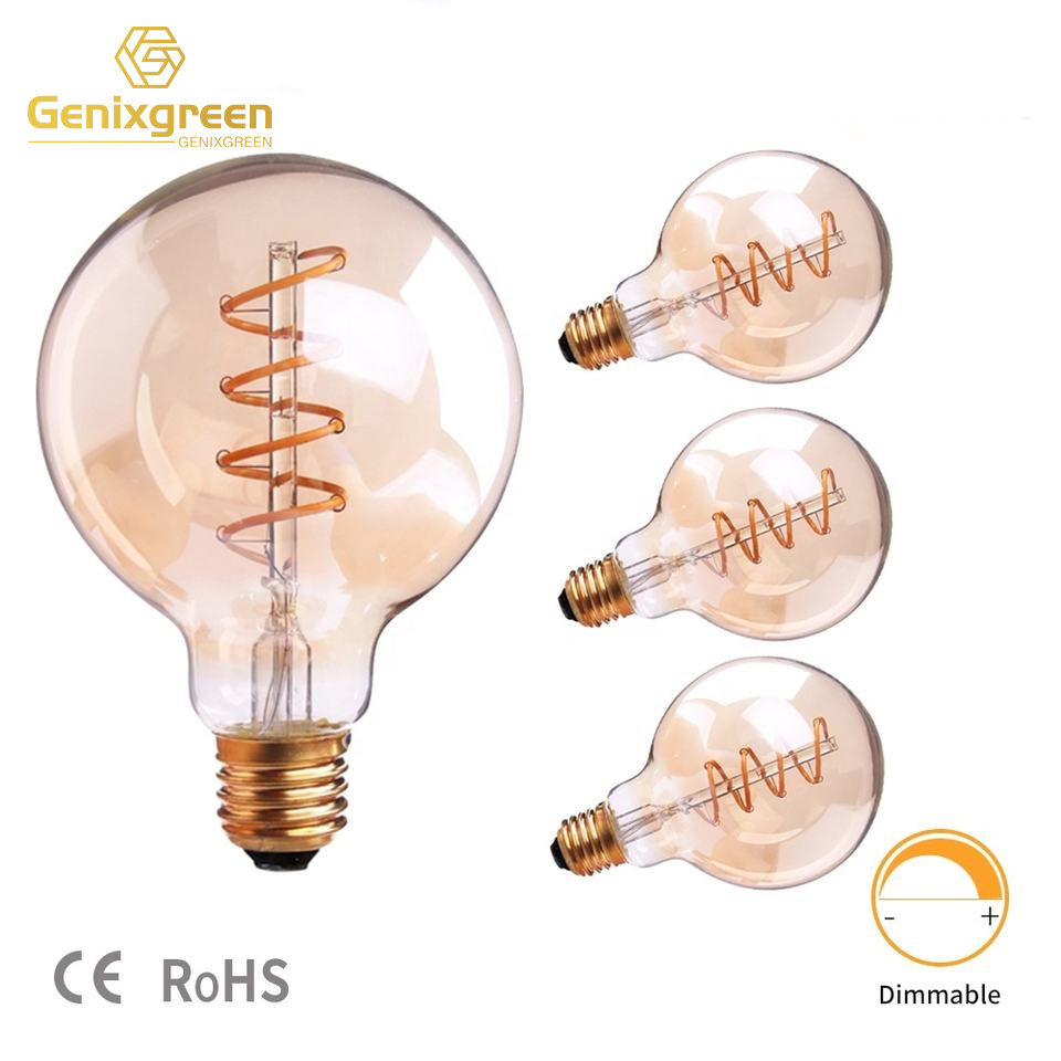 G80GS Spiral Indoor Outdoor Edison Bulbs Hanging Lamp Home Lighting Decorative Bar Hotel Cafe Show E27 LED Bulb