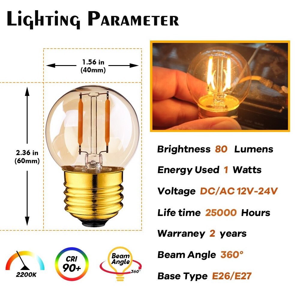 Wholesale E27 DC 12V 24V LED Light Bulb G40 1W E14 Led Daylight White Low Voltage E12 E14 Led Lamp RV Locomotive Room Light bulb