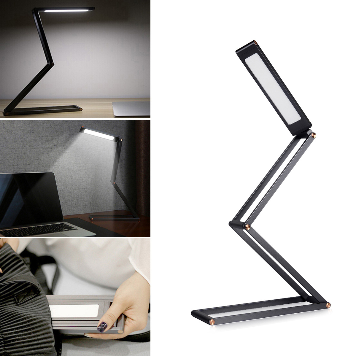 LED Touch Lamp 3-speed Dimming Mode Ultra-thin Portable Eye Telescopic 6500K Rechargeable Desk Light Bedside Lamp