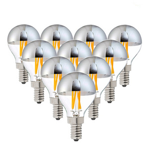 G45 Globe E14 Led Lamp Silver Mirror 4W Retro LED Filament Light Bulb E12 110V E27 Warm White 2700K Decorative Light Dimmable