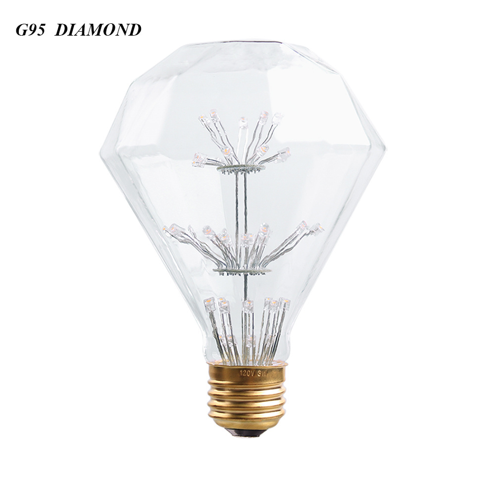 Factory Price quality assured G95 decoration LED Light Bulb 3W E27 Yellow warm led lamp Starry Sky Firework Bulb for Atmosphere