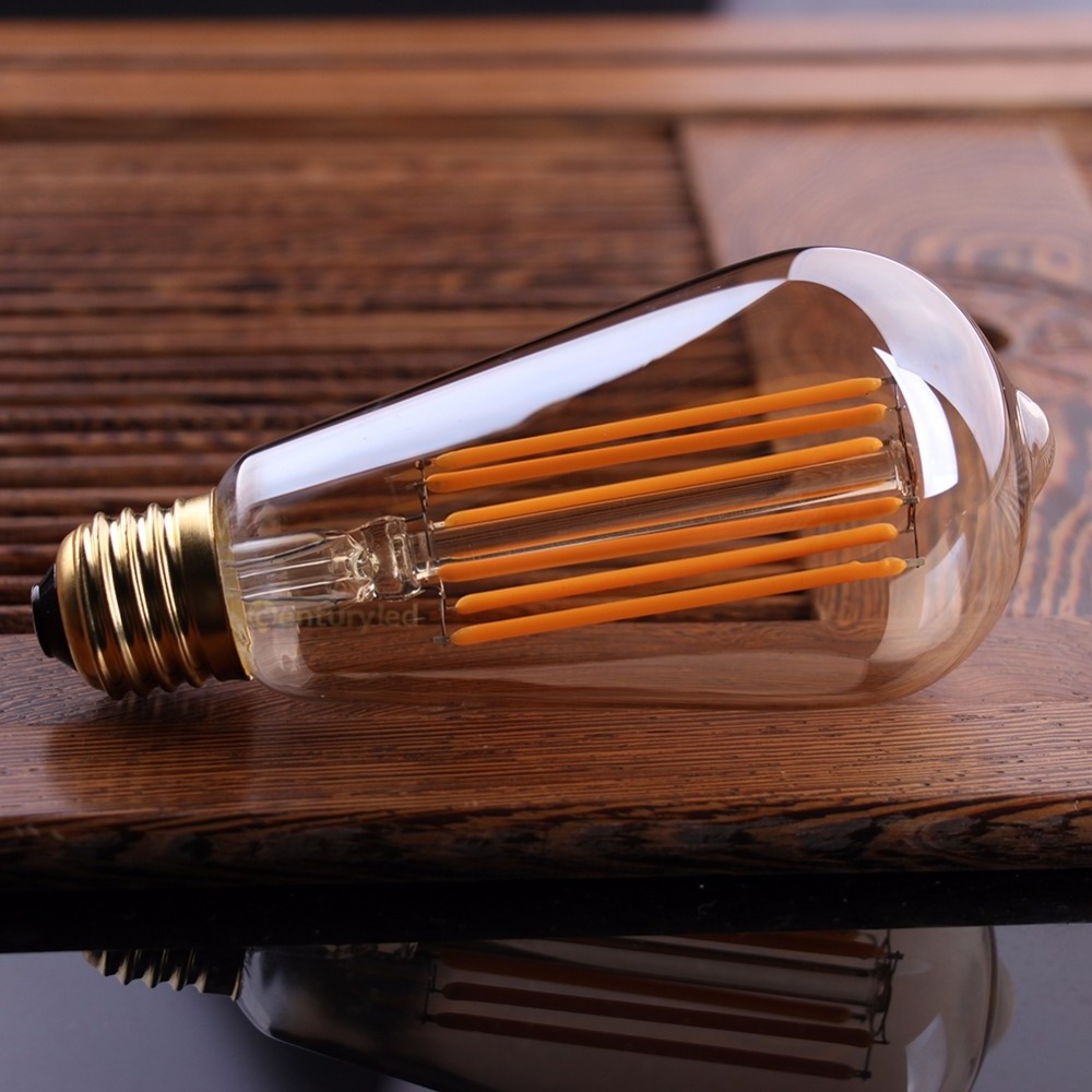 6W E26 E27 base ST64 Long Filament Bulb 2200K Retro Edison Light Dimmable Flicker free Vintage Ceiling Light bulbs