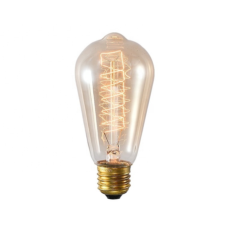 Best Price Long Life Wind Wire Tungsten Lamp Vintage ST64 40W E26 E27 110V 220V Retro Edison Light Bulbs