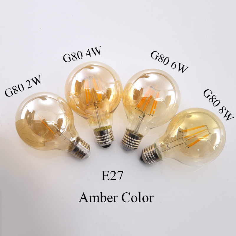 Chandelier LED G80 G95 G125 Light Lamp 4W 6W 8W Filament Bulb 2700K Edison Retro Dimmable Ampoule LED Lighting