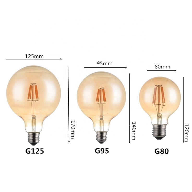 Chandelier LED G80 G95 G125 Light Lamp 4W 6W 8W Filament Bulb 2700K Edison Retro Dimmable Ampoule LED Lighting