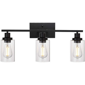 3 Light Vanity Lights, Wall Sconce Light with Clear Glass, Bathroom Light Fixtures E26/E27 Base (Bulbs Not Included)