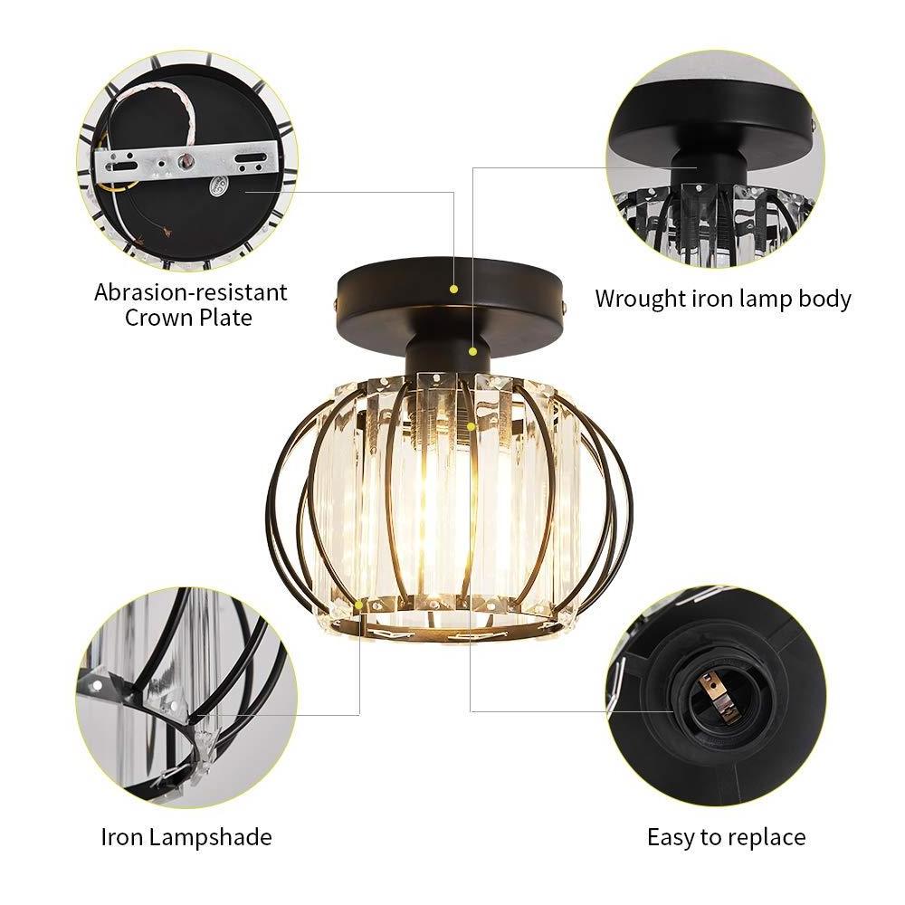 Semi Flush Mount Ceiling Light Fixture Antique Small Crystal Chandelier Indoor Lighting for Bathroom Hallway Cafe Bar Porch Hall