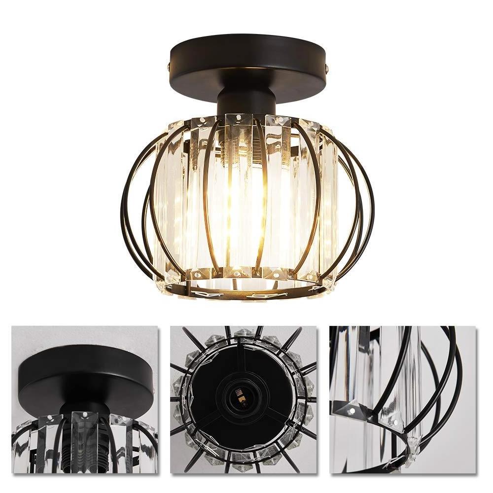 Semi Flush Mount Ceiling Light Fixture Antique Small Crystal Chandelier Indoor Lighting for Bathroom Hallway Cafe Bar Porch Hall