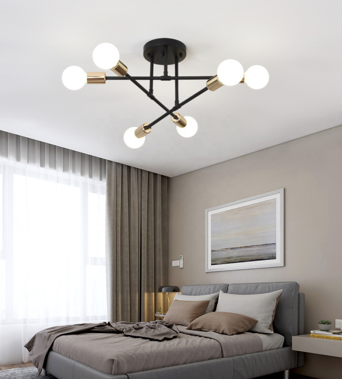 Factory wholesale low price popular iron chandelier 6 heads ceiling light modern pendant lights for living room and bedroom