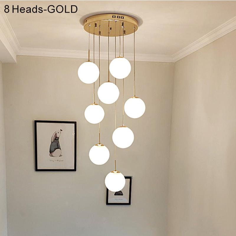 Fast Delivery Modern Round Ceiling Light White Glass Chandeliers Luxury Pendant Light Fixtures for Living Room Bedroom