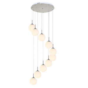 Fast Delivery Modern Round Ceiling Light White Glass Chandeliers Luxury Pendant Light Fixtures for Living Room Bedroom