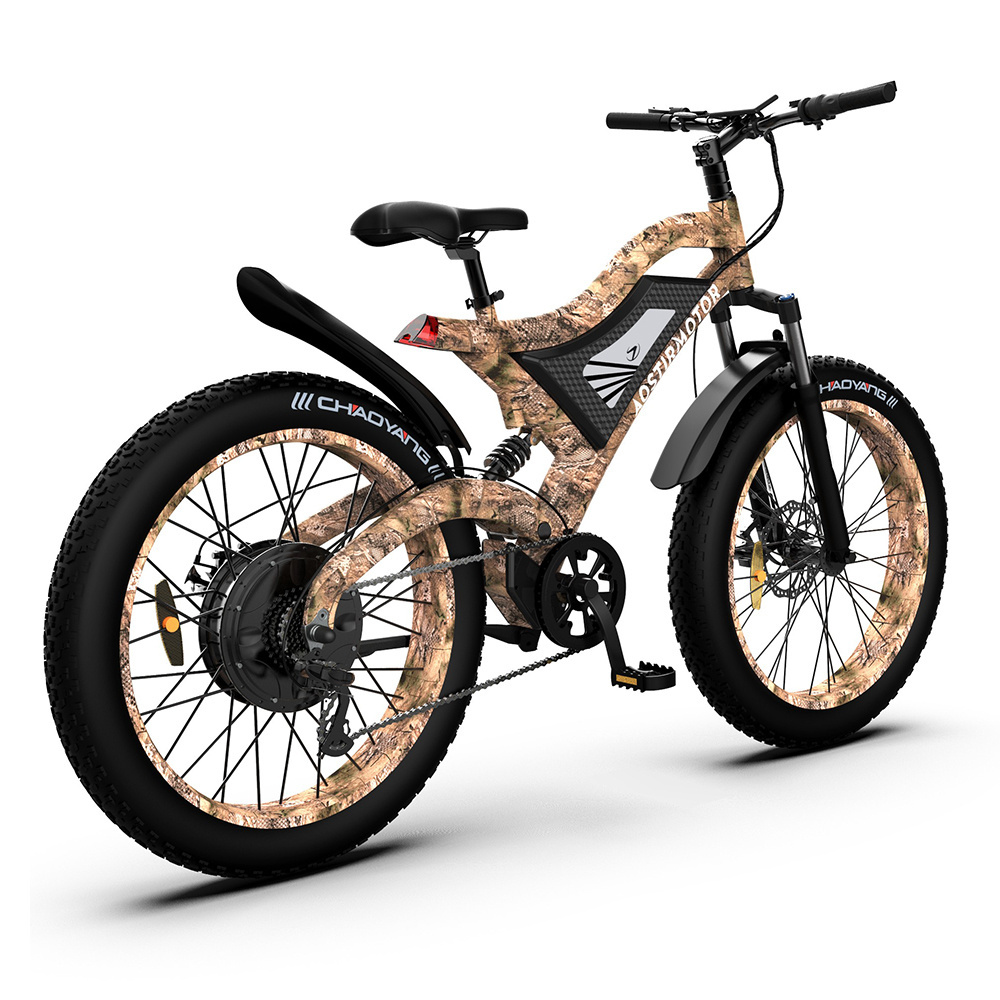 48V 1500W Rear Motor Stealth Bomber Electric Mountain Bike 26 Inch Fat Tire 15Ah Lithium Battery 7 Speeds Ebike Electric Bicycle