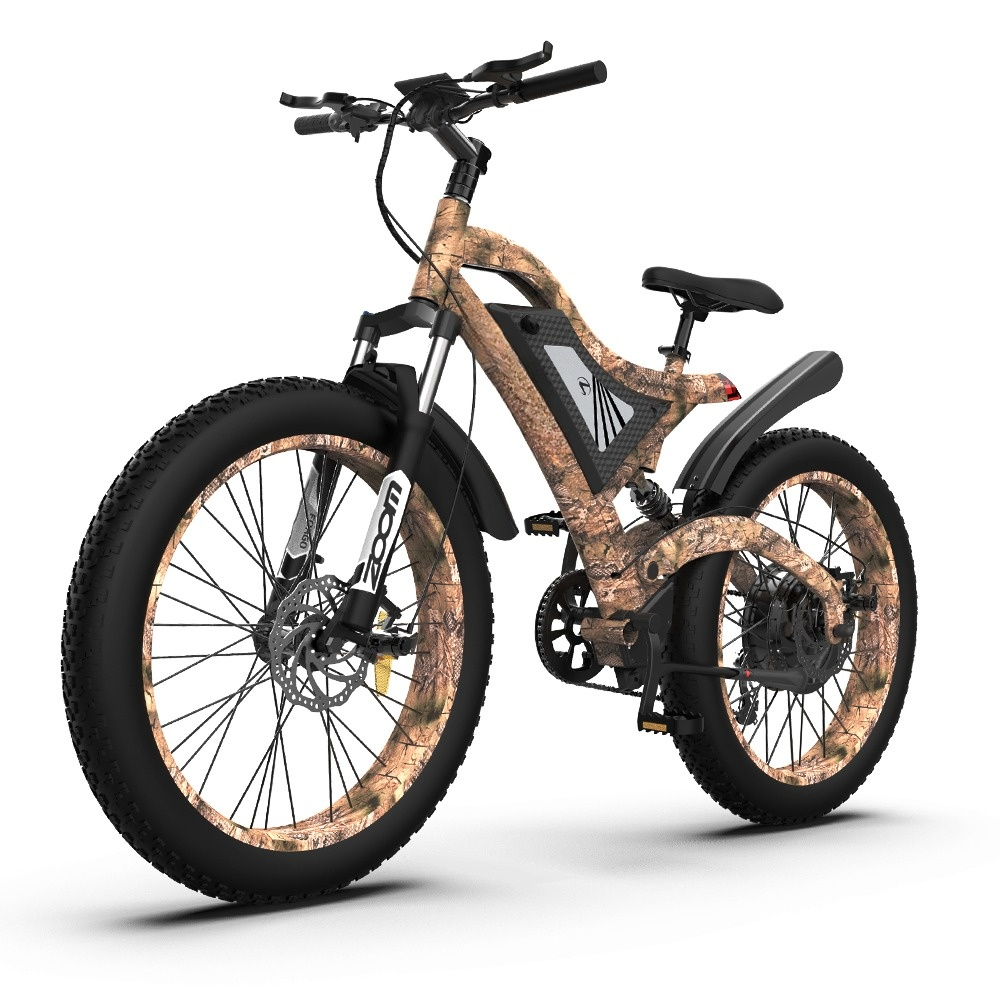 48V 1500W Rear Motor Stealth Bomber Electric Mountain Bike 26 Inch Fat Tire 15Ah Lithium Battery 7 Speeds Ebike Electric Bicycle