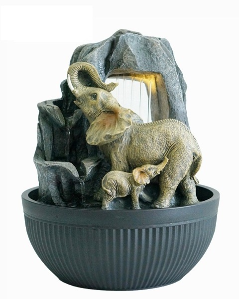 Creative resin bowl fountain water feature tabletop Fountain elephant splashing waterfall fountain