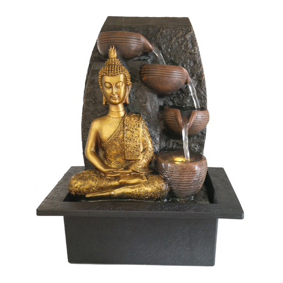 Waterfall Tabletop Buddha Water Fountain for Home Decoration Religious Europe Zen Meditation Indoor Buddhism Elephant Figurines