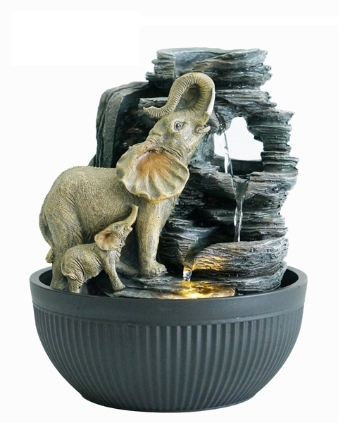 Creative resin bowl fountain water feature tabletop Fountain elephant splashing waterfall fountain