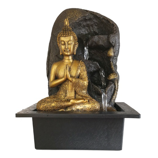 Waterfall Tabletop Buddha Water Fountain for Home Decoration Religious Europe Zen Meditation Indoor Buddhism Elephant Figurines