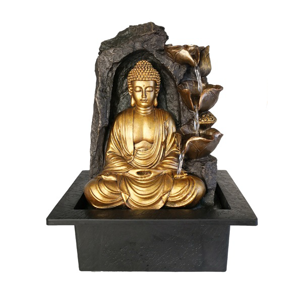 Waterfall Tabletop Buddha Water Fountain for Home Decoration Religious Europe Zen Meditation Indoor Buddhism Elephant Figurines