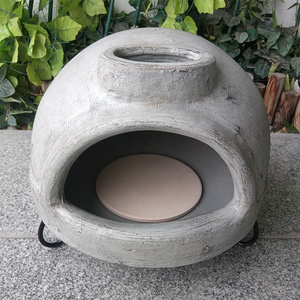 Modern clay fire pit chiminea with pizza stone wood fired pizza oven outdoor