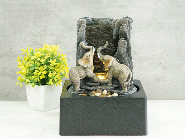 Creative resin bowl fountain water feature tabletop Fountain elephant splashing waterfall fountain