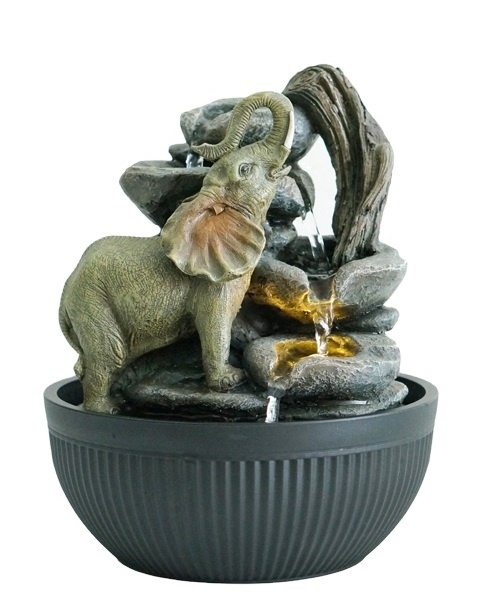 Creative resin bowl fountain water feature tabletop Fountain elephant splashing waterfall fountain