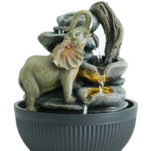 Creative resin bowl fountain water feature tabletop Fountain elephant splashing waterfall fountain