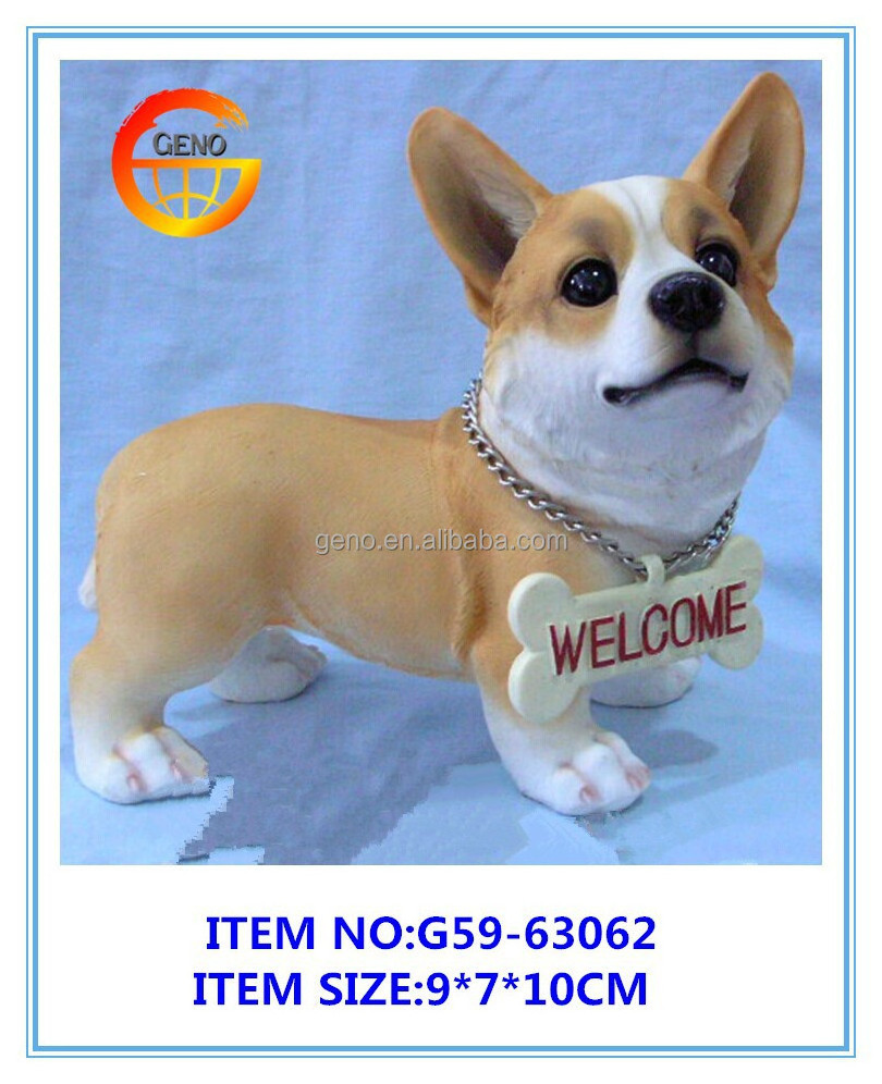 hot selling mini fiberglass dog welcome statues