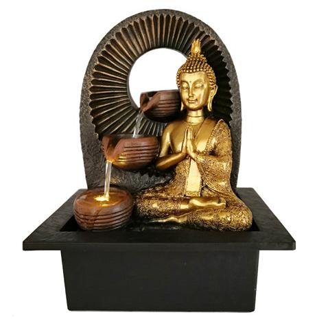 Waterfall Tabletop Buddha Water Fountain for Home Decoration Religious Europe Zen Meditation Indoor Buddhism Elephant Figurines