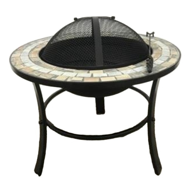 Round Modern Mosaic Cooking BBQ Fire Pit Table