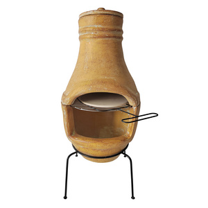 Popular fire pit outdoor clay chiminea with pizza oven stone