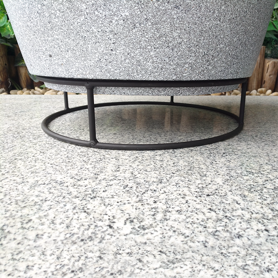 Outdoor Garden Stove Fire Pit Fiber Stone with Metal Stand