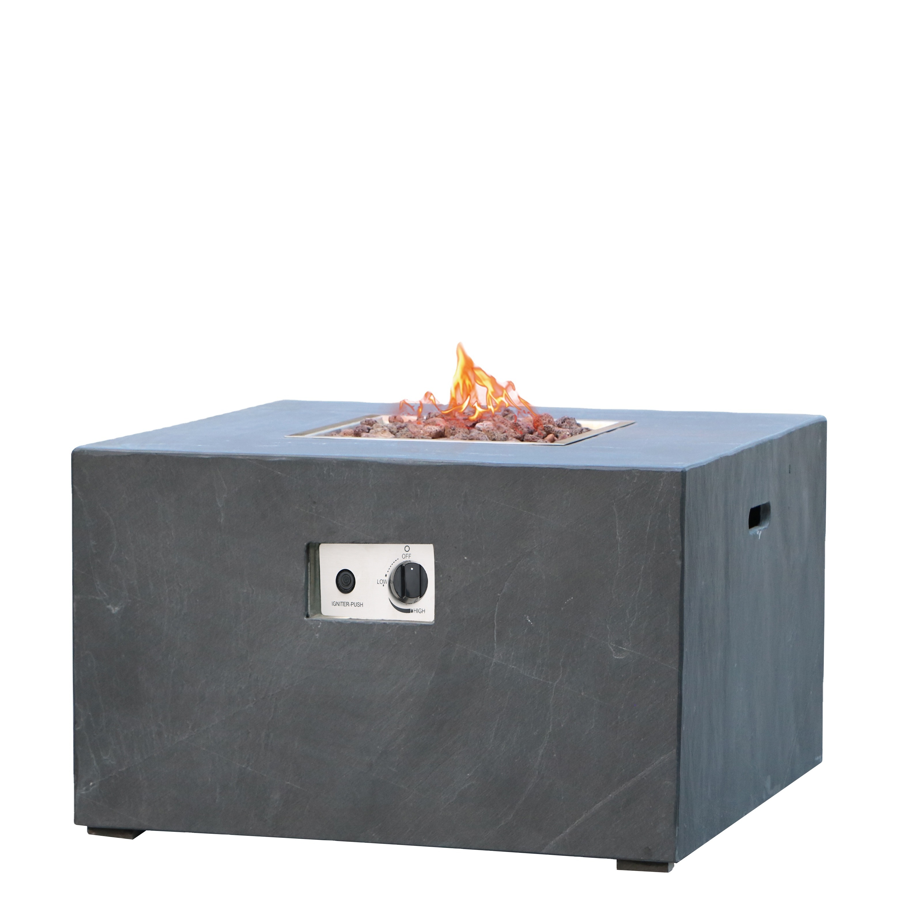 Hot Sale Modern Furniture Backyard Grey Firepit Fiber Stone Outdoor Indoor Gas Fire Pit