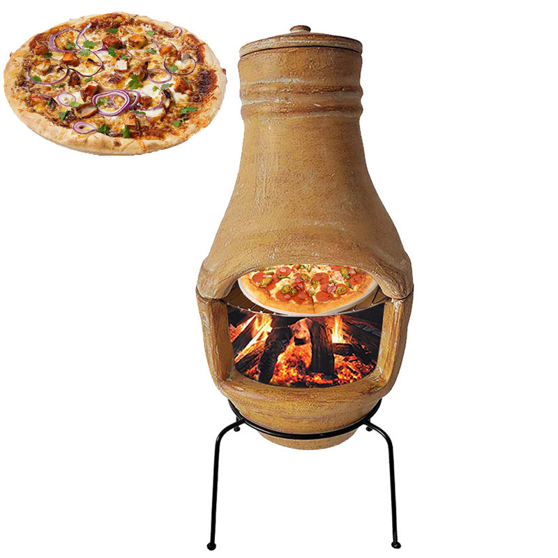 Hot Selling Factory Direct Outdoor Wood Fired Clay Chiminea Garden Outdoor Pizza Oven