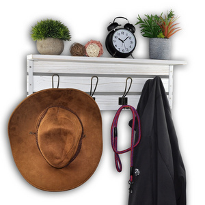 wall mounted solid wood coat rack with shelf and hooks