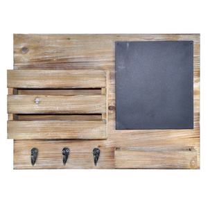 Solid Wood Wall Mounted Mail Envelope Rack Coat Rack Mail & Key Holder With chalkboard