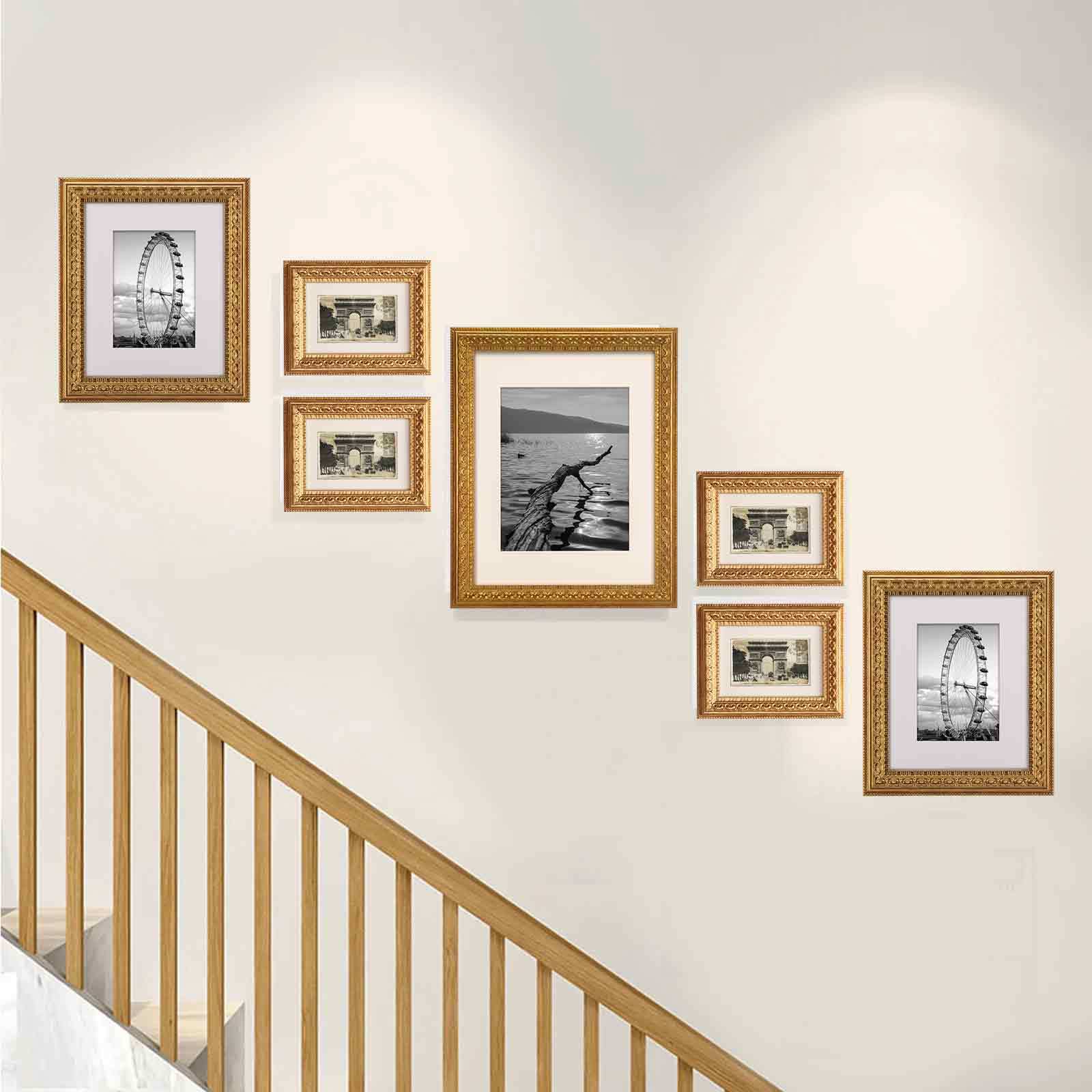 5 x 7 Tabletop or Wall Display Real Glass Front Bronzed Gold Ornate Classic Picture Frames