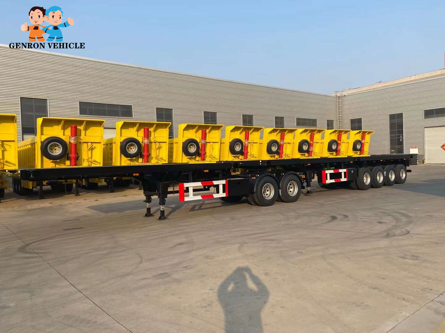 4 axles tandem axle super link container semi trailer 20ft/40ft chassis flat bed interlink semi trailer truck