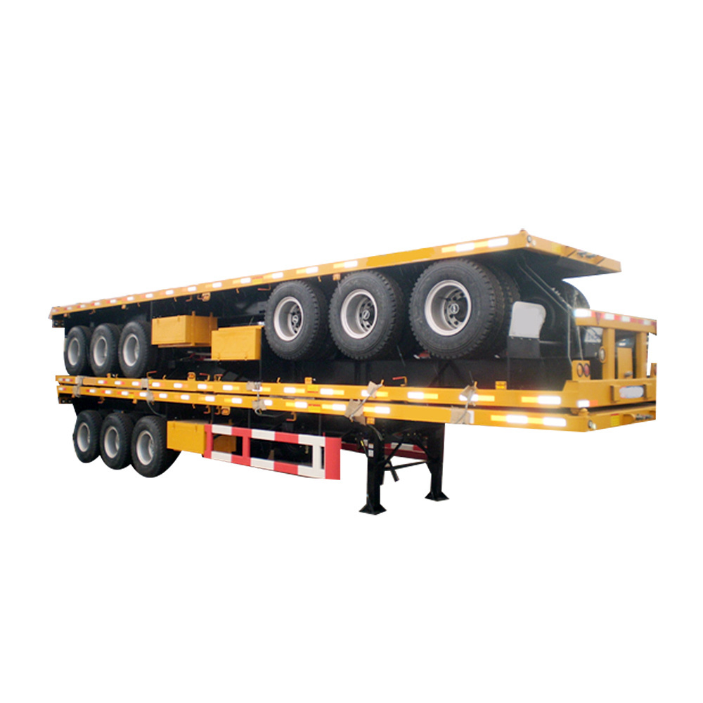 Good condition 3/4 axles flatbed semi trailer  container delivery trailer for sale